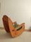 Scandinavian Rocking Chair in Wood and Mohair Velvet 3