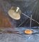 Lampada da tavolo vintage regolabile con base in teak, struttura in metallo cromato e grande riflettore nero, anni '70, Immagine 6