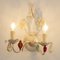 Wandlampen mit Farbigen Muranoglas Hängen in Elfenbein Struktur, Italien, 2er Set 8