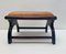 Vintage Wood and Leather Footstool or Ottoman, 1980s, Image 3