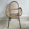 Bambus Stuhl mit Gestell aus schwarzem Metall, 1960er 3