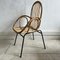 Bambus Stuhl mit Gestell aus schwarzem Metall, 1960er 1