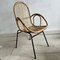 Bambus Stuhl mit Gestell aus schwarzem Metall, 1960er 6