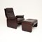 Vintage Leather Reclining Armchair and Stool from de Sede, 1960, Set of 2 1
