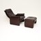 Vintage Leather Reclining Armchair and Stool from de Sede, 1960, Set of 2 3