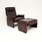 Vintage Leather Reclining Armchair and Stool from de Sede, 1960, Set of 2, Image 2