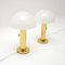 Vintage Italian Brass and Glass Table Lamps, 1970, Set of 2 4
