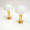 Vintage Italian Brass and Glass Table Lamps, 1970, Set of 2 5