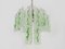 Italienischer Mid-Century Kronleuchter mit hängenden Glasplatten in Grünem Dekor, 1950er 6