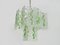 Italienischer Mid-Century Kronleuchter mit hängenden Glasplatten in Grünem Dekor, 1950er 5
