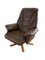 Vintage Danish Swivel Chair in Dark Brown Faux Leather, 1970s, Image 1