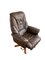 Vintage Danish Swivel Chair in Dark Brown Faux Leather, 1970s 4
