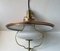 Functionalist Nautical Hanging Lamp in Brass and Opaline Glass from Lyfa, 1970s 2