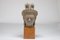 Kopf der Khmer Gottheit Skulptur, 1950er, Holz & Steingut 1