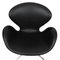 Swan Chair in Black Grace Leather by Arne Jacobsen, Image 11