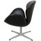 Swan Chair in Black Grace Leather by Arne Jacobsen, Image 8
