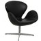Swan Chair in Black Grace Leather by Arne Jacobsen, Image 3