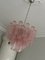 Lámpara de araña de Murano rosa con prismas tubulares, Imagen 1