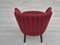 Sillón danés de lana para muebles roja, años 50, Imagen 5