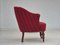 Sillón danés de lana para muebles roja, años 50, Imagen 7