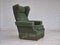 Danish Wingback Armchair in Furniture Velour & Beech Wood, 1970s 1