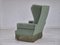 Danish Wingback Armchair in Furniture Velour & Beech Wood, 1970s 2