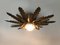 Sunburst Wall or Ceiling Light with Gold Metal Foliage, 1960s 2