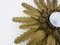 Sunburst Wall or Ceiling Light with Gold Metal Foliage, 1960s 4