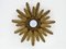 Sunburst Wall or Ceiling Light with Gold Metal Foliage, 1960s 1
