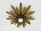 Sunburst Wall or Ceiling Light with Gold Metal Foliage, 1960s 3