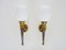 Vintage Copper and Brass Torchiere Wall Lights with White Opaline Globes, 1950s, Set of 2 4