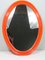 Large Space Age Orange Oval Mirror, 1960s 1