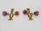 Bronze Wandleuchten mit zweiarmigen Knoten und Lila Tulpen, 1940er, 2er Set 4