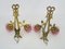 Bronze Wall Sconces with 2-Armed Knots with Purple Tulips, 1940s, Set of 2 9