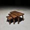 Tavolini ad incastro modernisti in quercia, anni '60, set di 3, Immagine 9