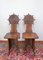 Antike handgeschnitzte Stühle aus Kastanienholz, 1950er, 2er Set 4