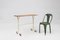 French Bistro Table with Beige Metal Base and Oak Top, 1950s, Image 2