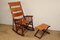 Vintage American Folding Leather and Wood Rocking Chair, 1970s, Image 19