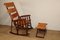 Vintage American Folding Leather and Wood Rocking Chair, 1970s, Image 16