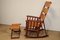 Vintage American Folding Leather and Wood Rocking Chair, 1970s 4