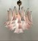 Lampadario a forma di petalo in vetro di Murano rosa e bianco, anni '70, Immagine 7