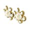 Flower and Faux Pearl Earrings in Gold White from Chanel, Set of 2 5