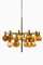 Large Chandelier in Brass and Amber Glass attributed to Hans-Agne Jakobsson, 1950s 2