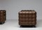 Brown Leather Kubus Sofa and Armchair by Josef Hoffman, Set of 2, Image 13