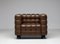Brown Leather Kubus Sofa and Armchair by Josef Hoffman, Set of 2 2