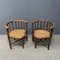 Low Bobbin Armchairs with Wicker Seats, Set of 2 1