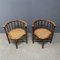 Low Bobbin Armchairs with Wicker Seats, Set of 2 2