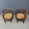 Low Bobbin Armchairs with Wicker Seats, Set of 2, Image 4