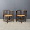 Low Bobbin Armchairs with Wicker Seats, Set of 2 5