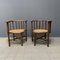 Low Bobbin Armchairs with Wicker Seats, Set of 2 3